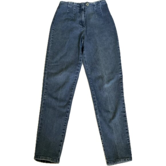 Vtg Victoria Secret Moda Intl Jeans Women Sz 2 Stretch Blue Denim Pleated Waist - Picture 1 of 11